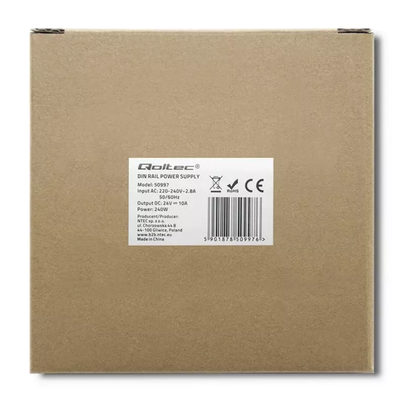 DIN-liistu toiteplokk QOLTEC 50997 240W 24V 10A