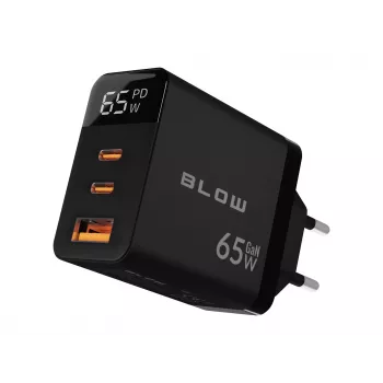 LCD seinlaadija USB pesa + USB-Cx2 PD 65W GAN must vattmeeter