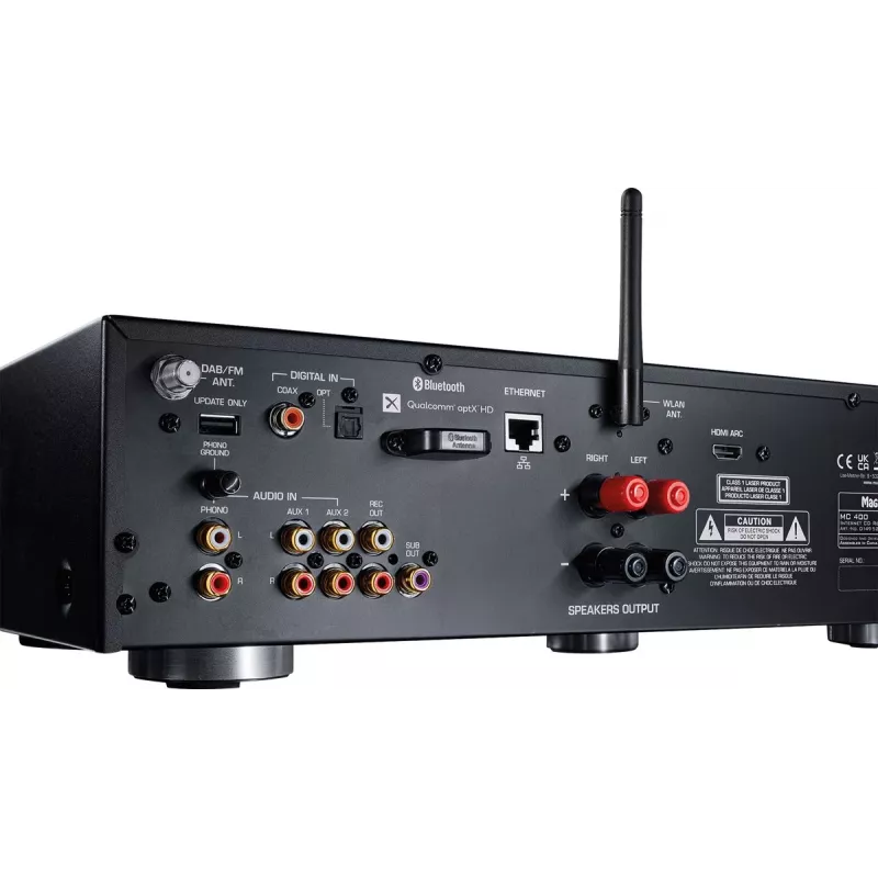 Stereovastuvõtja Magnat MC 400 — 2.0 kanalit, 40 W kanali kohta, CD-mängija, Wi‑Fi, Bluetooth, DAB/FM, Ethernet (must)