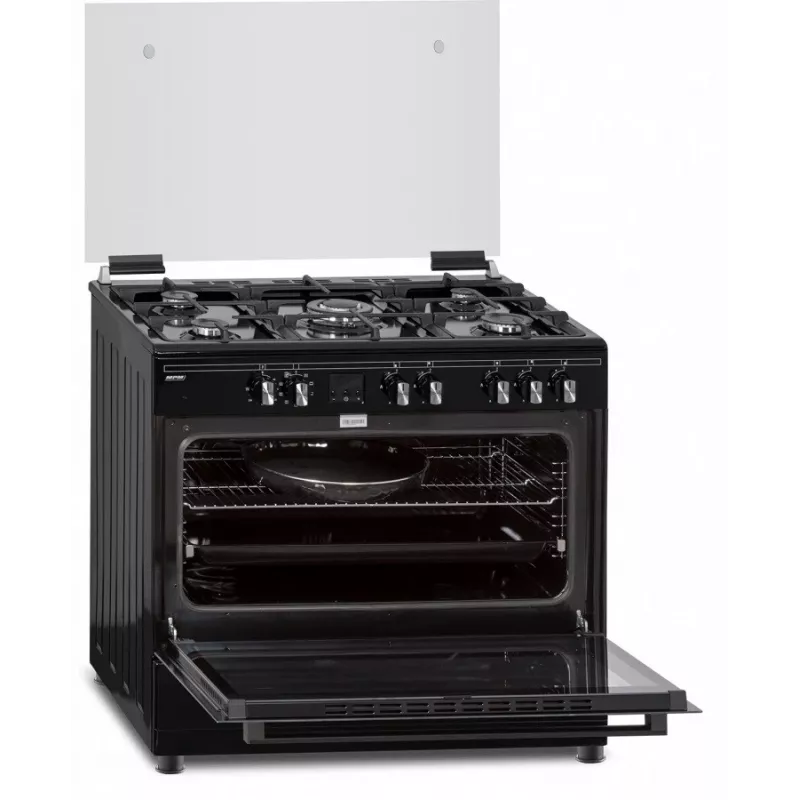 Gaasi-elektripliit MPM MPM-93-KGM-32 90 cm, gaasipliit, elektriahi, 5 põletit, must, energiaklass A