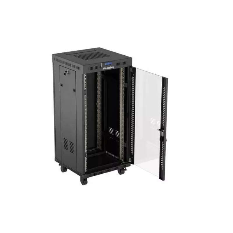 Freestanding rack cabinet LANBERG FF01-6624-12BL 24U 19 inch 600×600 mm, IP20, 1200 kg, must