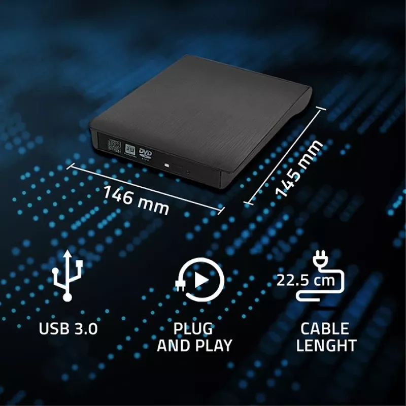 Optilise seadme korpus CD/DVD SATA, USB 3.0 9,5 mm