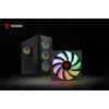 Arvutikorpus SAVIO Noctis Flow RGB — Kuubik, ATX/Mini-ITX, 3x 120 mm esiventilaatorit, karastatud klaasist külg, max GPU 35 cm