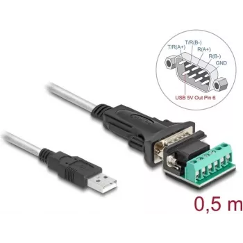DeLOCK Adapter USB 2.0 Type-A to Serial RS-422/485 male 6 pin terminal block 0.5 m