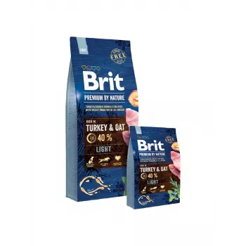 Brit Premium by Nature Light kuivtoit koertele 15 kg — kalkun ja õun, 25% valku, 8% rasva, 3180 kcal/kg