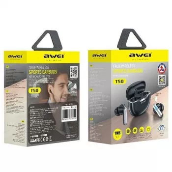 Awei Kõrvaklapid Bluetooth 5.3 T50 TWS Laadimiskarp /Must