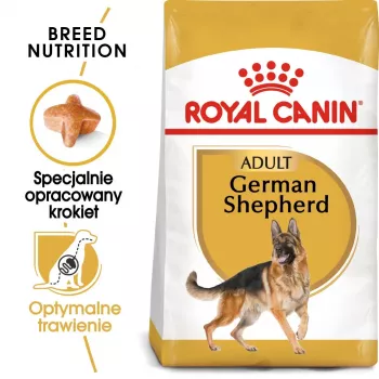 Kuiv koeratoit Royal Canin German Shepherd Adult, 11 kg — suur tõug, linnuliha, 24% valku, 19% rasva