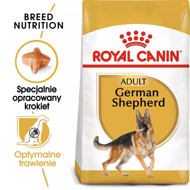 Kuiv koeratoit Royal Canin German Shepherd Adult, 11 kg — suur tõug, linnuliha, 24% valku, 19% rasva