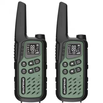 Käsiraadio Baofeng BF-T25E — 16 kanalit, 2 × 1400 mAh Li-Ion, VOX, LCD, roheline, komplekt 2 tk
