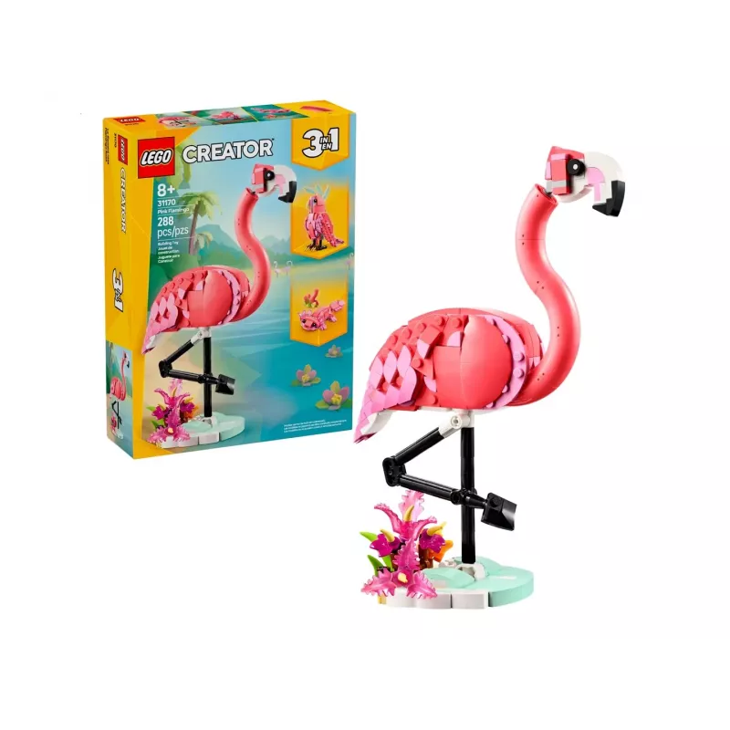 LEGO Creator 3-in-1 Pink Flamingo 31170 ehitusmudeli komplekt, 288 tk, kõrgus 230 mm, soovitatav vanus 8+