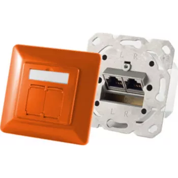 Socket-outlet 2 x RJ-45 ShiverPeaks S/CONN 74280-O Cat6a 500 MHz oranž metall matt