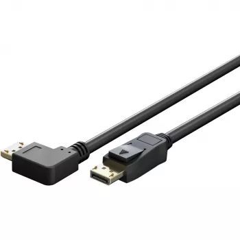 kaabel DisplayPort Plug 90° > DisplayPort Plug, 8K / 144Hz (must, 2 Meter, 1 Plug 90° külgkalle, 54 Gbit/s, DisplayPort 2.0 / 2.1)