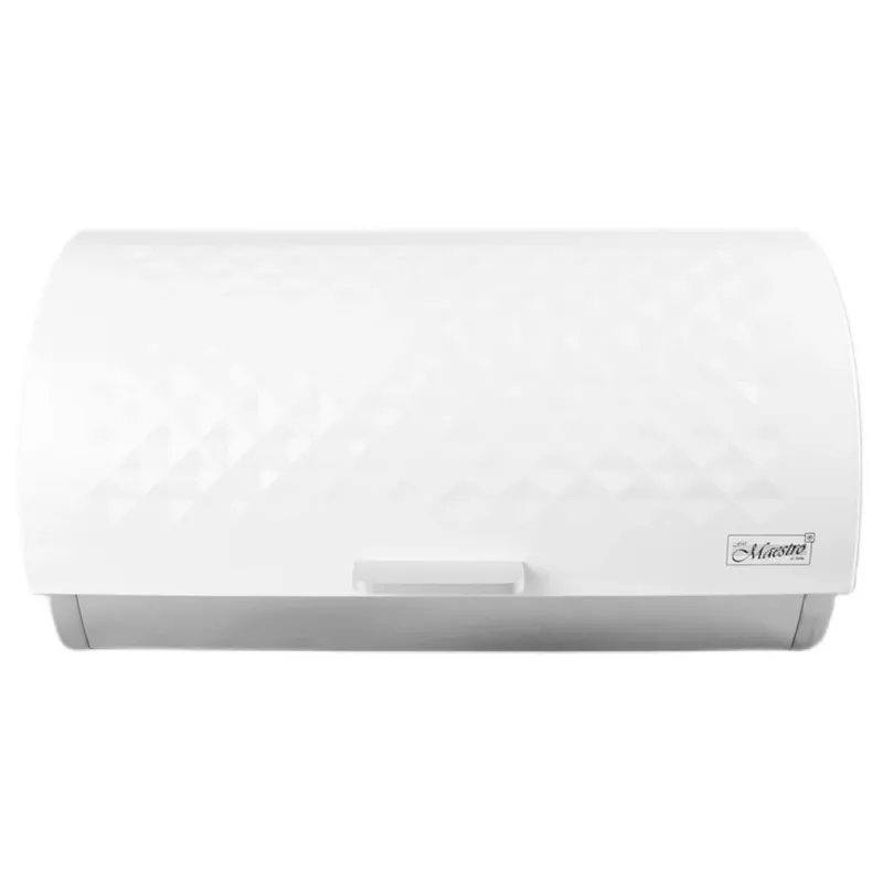 Leivakonteiner Maestro MR-1676-Valge, roostevabast terasest hingedega kaas, valge, 385×255×190 mm