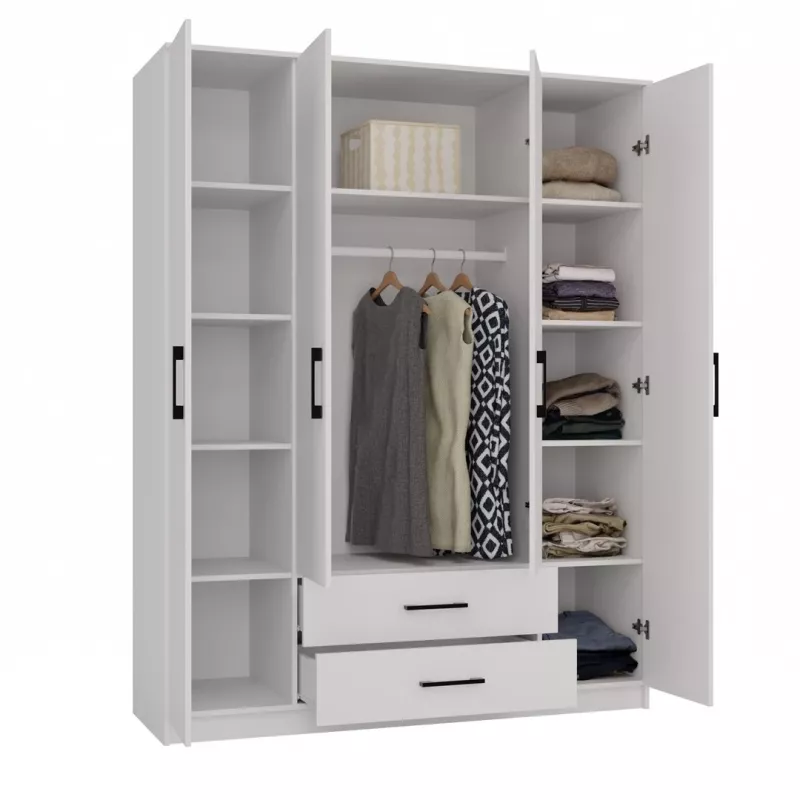Topeshop ROMANA 160 BIEL KPLB bedroom wardrobe/closet 11 shelves 4 uks(s) valge