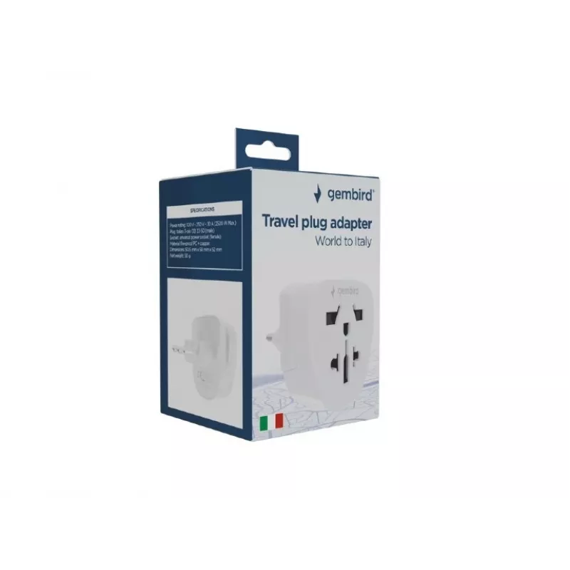 Toiteadapter GEMBIRD A-AC-ITMINTF 10A — universaalne Itaalia pistikuadapter