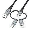 Vention USB 2.0 A isane 3-in-1 Micro-B&USB-C&Lightning isasele kaablile 1M Hall alumiiniumsulamist tüüp