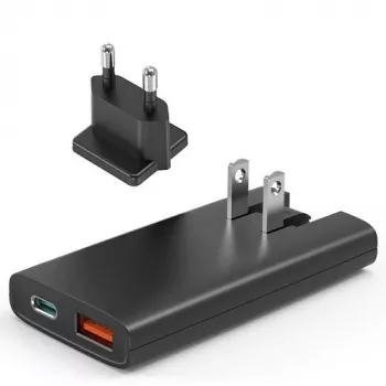 Choetech PD6011 PD65W GaN õhuke USB-A+C minilaadija (must)