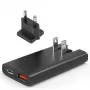 Choetech PD6011 PD65W GaN õhuke USB-A+C minilaadija (must)