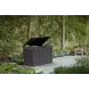 Välistingimustesse sobiv hoiukast Keter Kentwood 190L — 190 liitrit, grafiithall, klappluuk, 823×457×577 mm