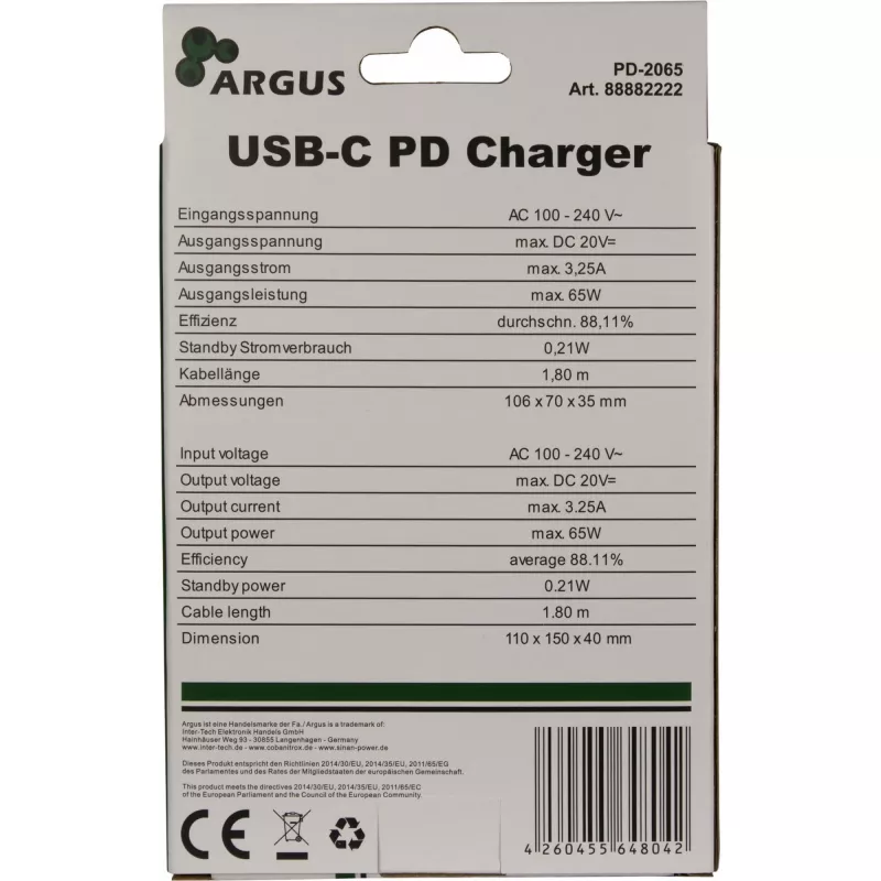Charger Inter-Tech PD-2065 Universal Must AC Indoor