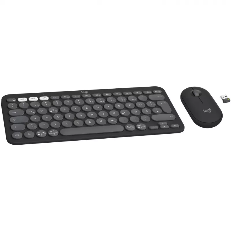 Logitech Pebble 2 Combo juhtmeta klaviatuur ja hiir QWERTZ saksa grafiit