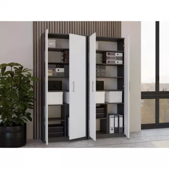 OLIV 2D CLOSED SHELVING UNIT, ANTHRACITE/Valge SET