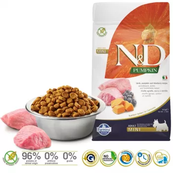 FARMINA N&D Pumpkin Dog Lamb & Blueberry Adult Mini - kuiv koeratoit - 800 g