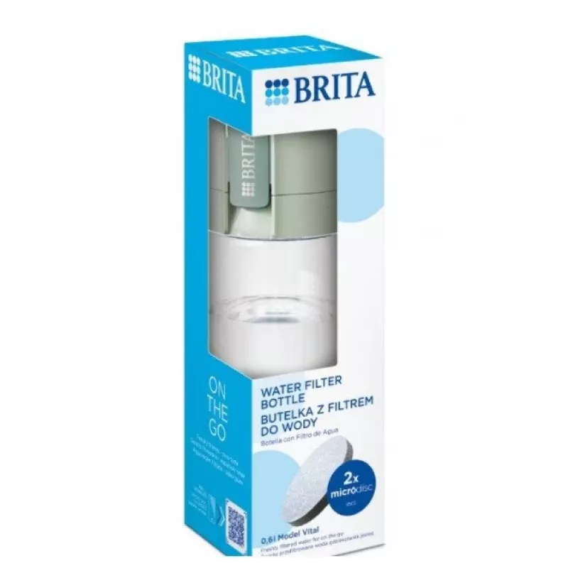 Filtreeriv pudel BRITA Vital Pastellroheline 600 ml koos 5 MicroDisc filtrikettaga (BRITA 1059295)