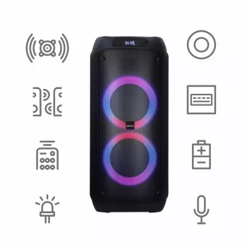 Kaasaskantav kõlar MANTA ATTIS SPK0802 120W, Bluetooth, juhtmega sisend, taaslaetav, FM, LED-tuled