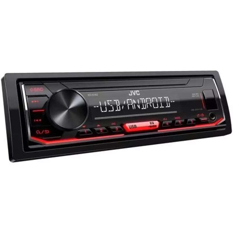 Auto digitaalmeedia vastuvõtja JVC KD-X162 1 DIN, 200 W, 24-bitine DAC, FLAC/MP3/WAV/WMA, eesmine USB Type-A, 3,5 mm, LCD 2-realine, must