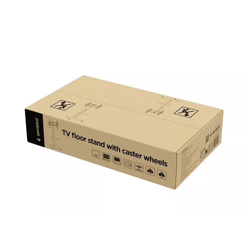 Gembird TVS-75S-02 teleri põrandaalus ratastega, 37–75, must