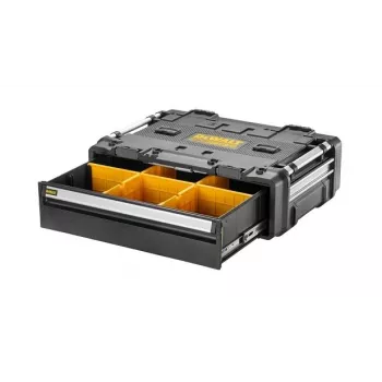 Tööriistakast DeWalt DWST08510-1 — alumiinium- ja plastkonstruktsioon, must/kollane
