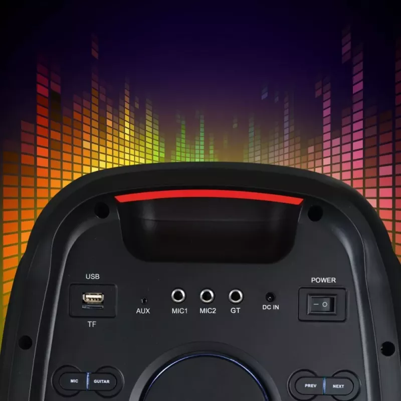 Kaasaskantav kõlar MANTA ATTIS SPK0802 120W, Bluetooth, juhtmega sisend, taaslaetav, FM, LED-tuled