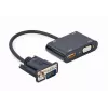 Video kaabli adapter GEMBIRD A-VGA-HDMI-02 0,15 m — HDMI + VGA (D-Sub) emane -> VGA (D-Sub) isane, must