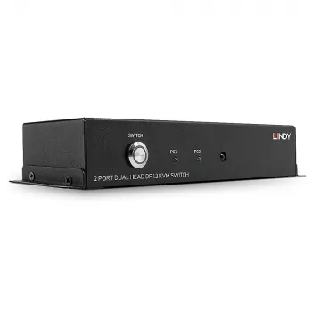Lindy 2-pordiline kahe peaga DisplayPort 1.2 KVM-lüliti, 3840 x 2160 pikslit, 4K Ultra HD, must