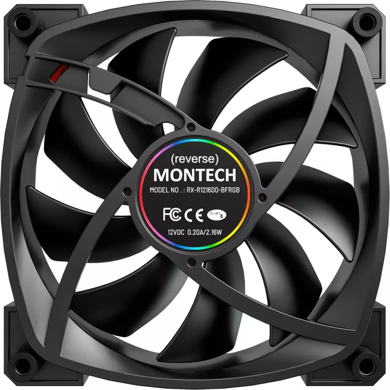 Ventilaator Montech RX120 PWM 12 cm Must 720–1760 RPM Rifle Bearing