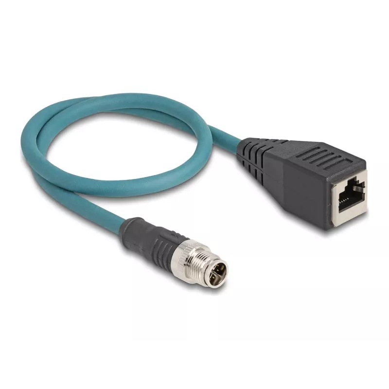 DeLOCK M12 adapterkaabel X-kodeeringuga 8 kontaktiga isane RJ45 emasele 50 cm