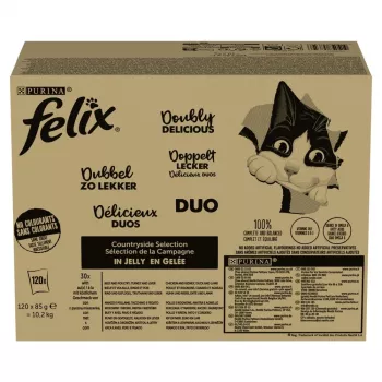 Märg kassitoit Purina Nestlé Felix Fantastic Duo Mix Countryside 120 x 85 g kotikest, täiskasvanud, 11,5% valku, 82% niiskust
