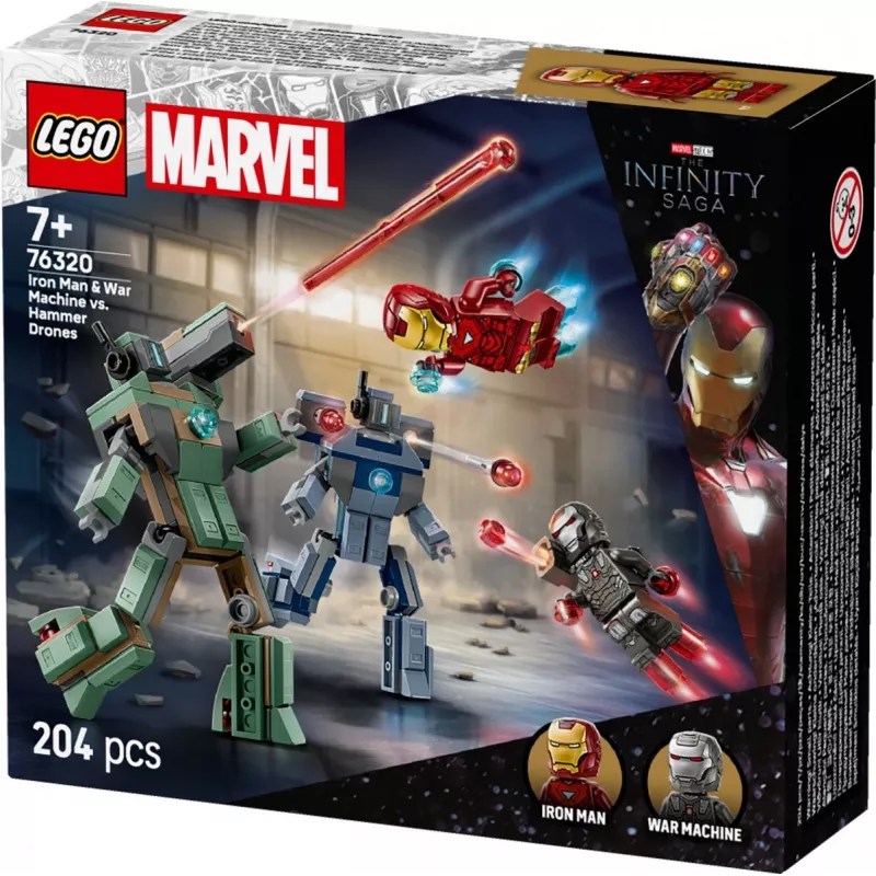 Ehituskomplekt LEGO Marvel Super Heroes Iron Man War Machine komplekt 76320, 204 tk, 2 minifiguuri, 100 mm kõrgus