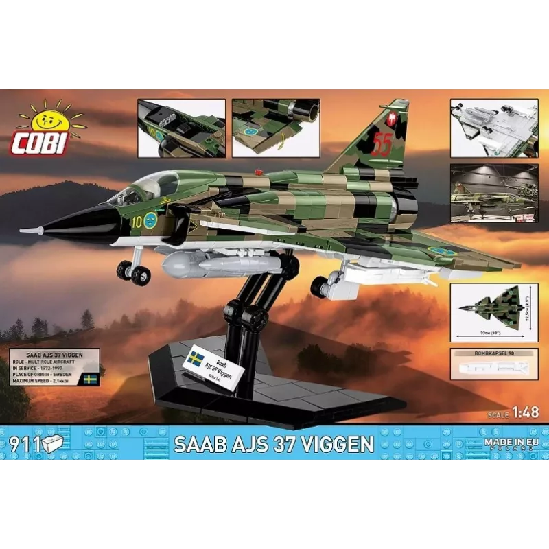 Ehituskomplekt Cobi Blocks Saab AJS 3 Viggen 911 tk mudelikomplekt, 911 osa