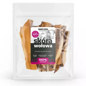 Koeramaiused UNISZKI veisenahk 100 g — looduslikud veisenahast hambanärimiskud, 100 g kotike, valk 65%