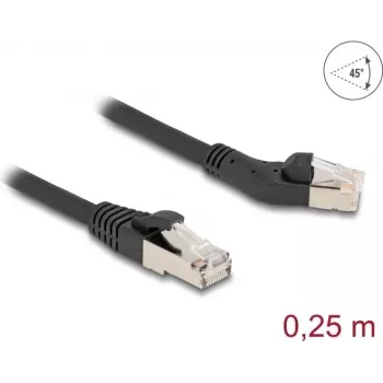 DeLOCK võrgukaabel RJ45 Cat.6A 45° vasakule nurga all sirgele 0,25 m must