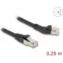 DeLOCK võrgukaabel RJ45 Cat.6A 45° vasakule nurga all sirgele 0,25 m must