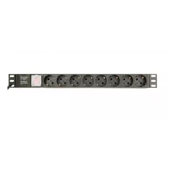 Toitejaotusseade GEMBIRD EG-PDU-014-C14, 8 vahelduvvoolu pistikupesa, C14 sisend, 3 m kaabel, 1U, 3680 W, 10 A, alumiinium, must
