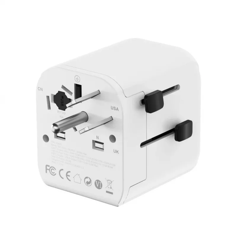 Reisiadapter GEMBIRD TPA-EU1A1C20-01-W 20W, USB-A 18W + USB-C 20W, Schuko pistikupesa, sisend 100–250V