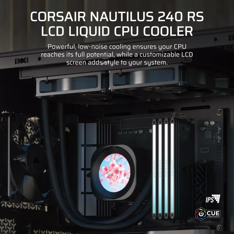 Universaalne vedelikjahutus Corsair Nautilus 240 RS LCD 12 cm Must