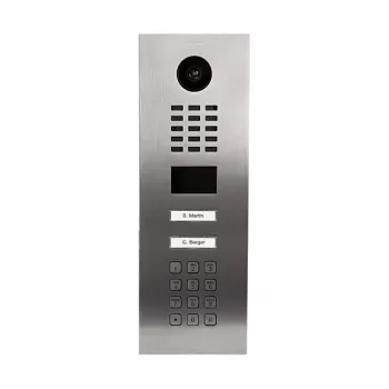 Video intercom DoorBird D2102KV — roostevabast terasest välisseade, IP65, liikumisandur 10 m, IR LED, PoE (IEEE 802.3af), 10/100 Mbit/s, 131×383×49,6 mm