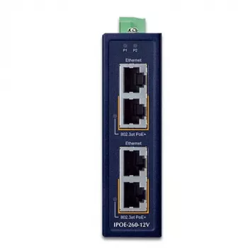Tööstuslik 2-pordiline Gigabit Etherneti lüliti PLANET IPOE-260-12V