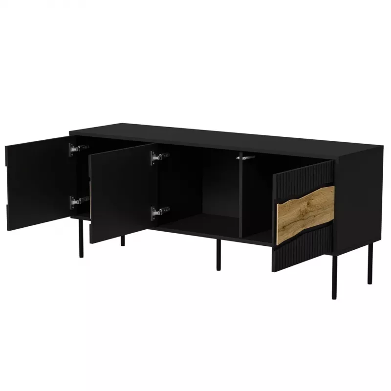 TV kapp cama meble INSERTO 3D 143,5x40x61,5 cm must LED-iga, puitlaastplaadist pealmine osa