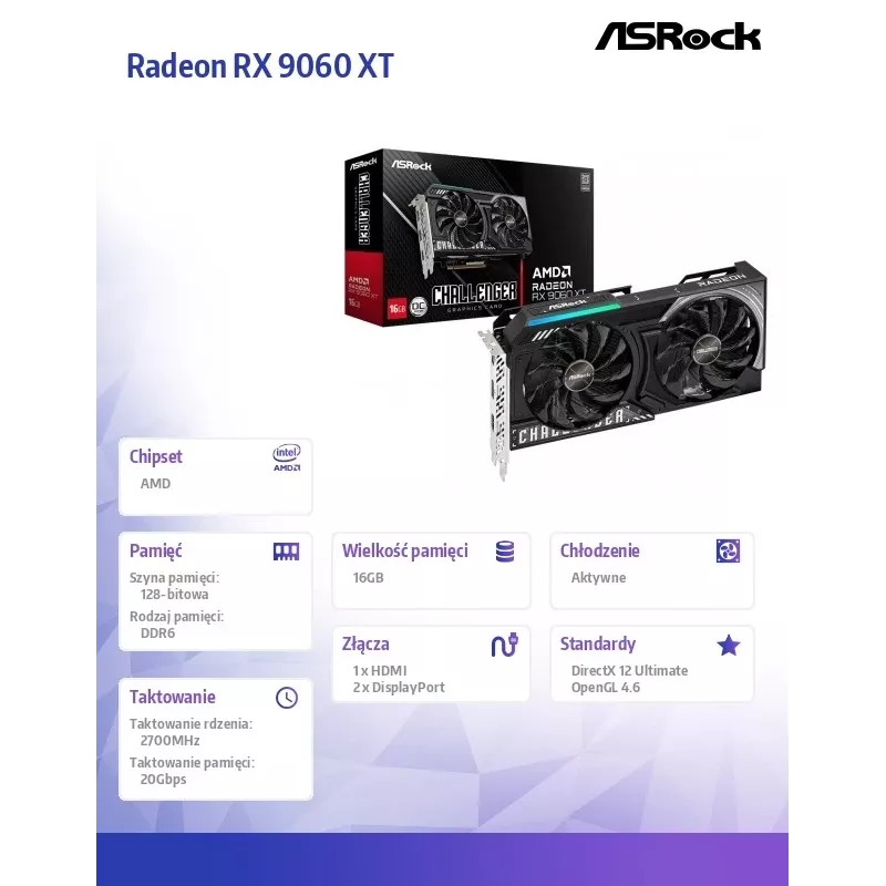 ASRock Radeon RX 9060 XT Challenger 16GB OC GDDR6 graafikakaart